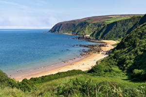 Papel de Parede Desktop Irlanda Costa Praia Kinnagoe Bay Naturaleza