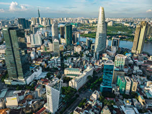 Fotos Vietnam Haus Wolkenkratzer Von oben Ho Chi Minh City