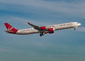 Картинка Airbus Самолеты Пассажирские Самолеты Сбоку A340-600, Virgin Atlantic