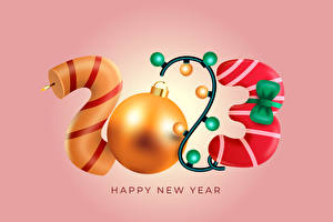 Wallpaper Christmas Candles Lollipop 2023 Balls Fairy lights Text English Colored background