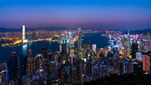 Hintergrundbilder Hongkong Gebäude Wolkenkratzer Nacht