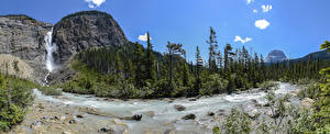 Картинка Канада Гора Парки Реки Камень Панорама Утес Yoho National Park Природа