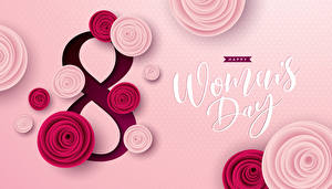 Wallpaper International Women's Day Rose Text Template greeting card Pink background