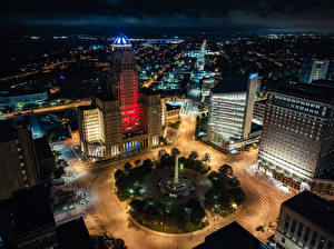 Papel de Parede Desktop EUA Casa Noite Praça da cidade Buffalo Cidades