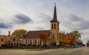 Hintergrundbilder USA Haus Kirchengebäude Stadtstraße Beloit, Wisconsin Städte