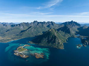 Hintergrundbilder Norwegen Lofoten Berg Fjord Falkfjorden