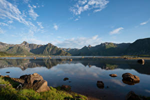 Bilder Norwegen Berg Lofoten Fjord