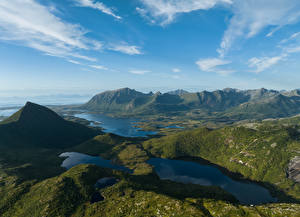 Bilder Norwegen Lofoten Gebirge See Fjord Natur