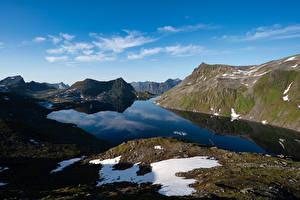 Fotos Norwegen Berg See Troms Natur