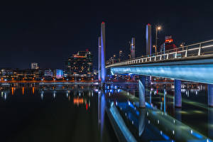 桌面壁纸，，瑞典，橋，河流，房屋，晚上，Gothenburg，