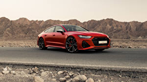 桌面壁纸，，奥迪，红色，金屬漆，RS 7 Sportback, 2020，