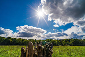 Bilder Deutschland Acker Wolke Sonne Baumstumpf Natur