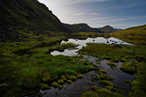 Fotos Norwegen Gebirge Fluss Lofoten Landschaftsfotografie Natur