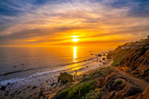 Papel de Parede Desktop Estados Unidos Costa Pôr do sol Califórnia Praia El Matador