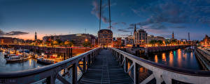 Pictures Germany Hamburg Panoramic Rivers Bridges Houses