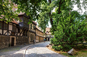 Картинка Германия Здания Улиц Деревьев Wernigerode город