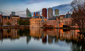 Tapety na pulpit Holandia Domy Staw Odbicie Den Haag miasto