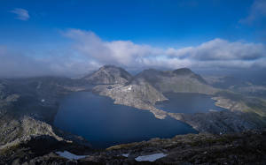 Fotos Norwegen Gebirge Lofoten See Wolke Natur