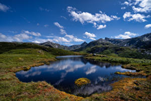 Fotos Norwegen Gebirge Lofoten See Wolke Nordland Natur