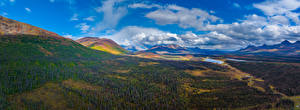 Фотографии США Панорама Пейзаж Гора Парки Облачно Denali National Park Природа