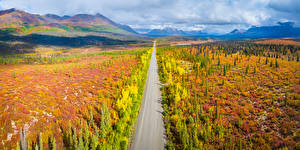 Картинка США Парк Горы Дороги Панорама Пейзаж Denali National Park