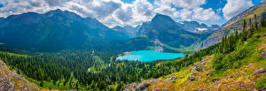 Картинка Штаты Парк Пейзаж Гора Озеро Облака Glacier National Park Природа