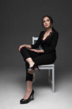 Image Chair Sitting Legs Suit Stilettos Model Marina Svei, Philip Krasnov Girls