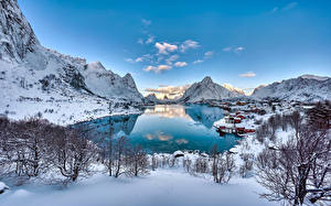 Bilder Norwegen Lofoten Berg Landschaftsfotografie Schnee Natur