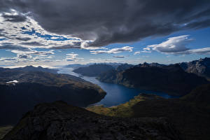 Bilder Norwegen Gebirge Lofoten Wolke Fjord Natur