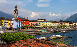 Wallpapers Switzerland Houses Church Waterfront Cities