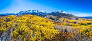 Картинка США Пейзаж Осень Горы Панорама Леса Gunnison National Forest