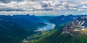 Картинка Штаты Пейзаж Панорама Горы Парк Облака Katmai National Park