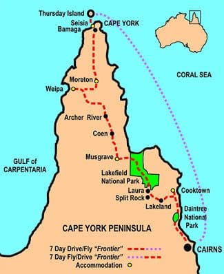 Cape York Itinerary Map