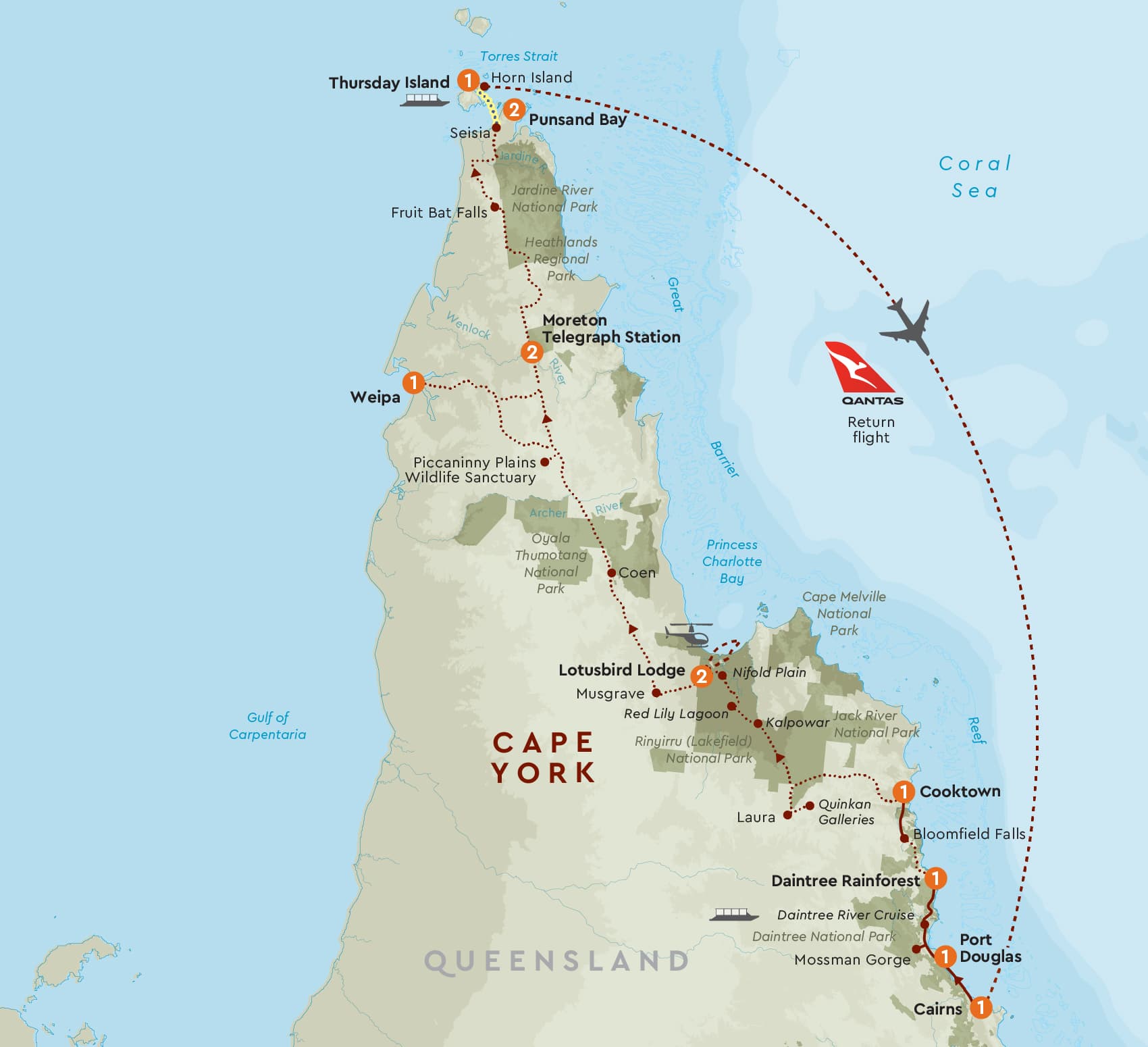 Cape York Itinerary Map