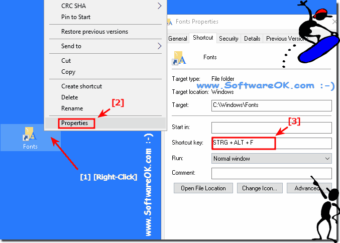 fonts folder keyboard shortcut ergo Hot-Key!