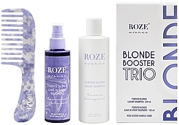 Roze Avenue Blonde Booster Trio Set (shampooing/200ml + spray/150ml + peigne à cheveux/1pcs)