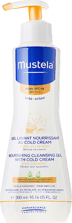 Gel lavant à l’extrait d’avocat pour corps et cheveux - Mustela Nourishing Cleansing Gel With Cold Cream