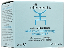 Crème aux extraits de kiwi et pamplemousse pour visage Gli Elementi Acid Re-equilibrating Cream pH5