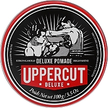 Pommade coiffante pour cheveux, fixation forte Uppercut Deluxe Pomade Barber Tin