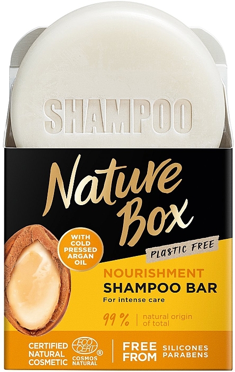 Cietais šampūns matu barošanai ar argāna eļļu - Nature Box Nourishment Vegan Shampoo Bar With Cold Pressed Argan Oil