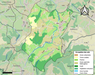 Carte en couleurs présentant l'occupation des sols.