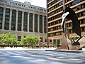 Image 42Daley Plaza and the Chicago Picasso, with City Hall-County Building visible in background. At right, the Daley Center contains the state law courts. (from Chicago)