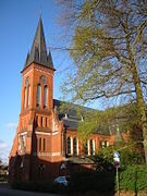 Dieses Bild zeigt ein Baudenkmal. Christuskirche (ev.-luth.) Bahnhofstraße 2 Architekt: Hugo Groothoff Baujahre: 1894/95