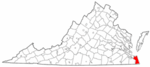 State map highlighting Virginia Beach