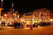 Town hall and Christmas market at night