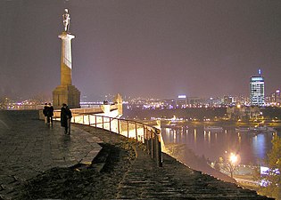 Vy från borgen Kalemegdan i Belgrad.