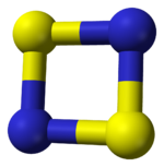 Space-filling model of disulfur dinitride