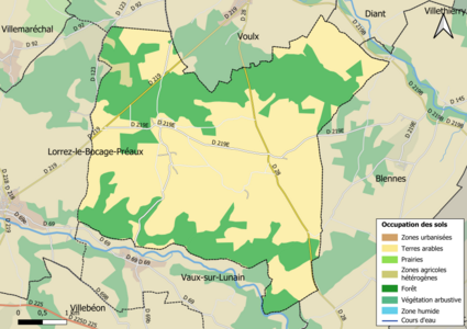 Carte des infrastructures et de l'occupation des sols en 2018 (CLC) de la commune.