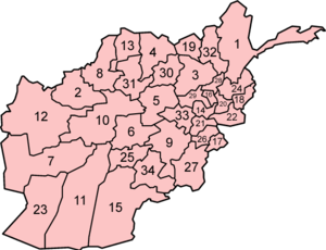 Mapa dele province de l'Afghanistan