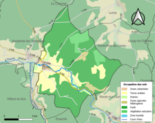 Carte en couleurs présentant l'occupation des sols.